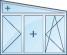 Трапециевидное трёхстворчатое окно с фрамугой, поворотной и поворотно-откидной створкой